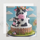 INVITATION CAKE DE VACHE COMIQUE ANNIVERSAIRE (Devant / Derrière)