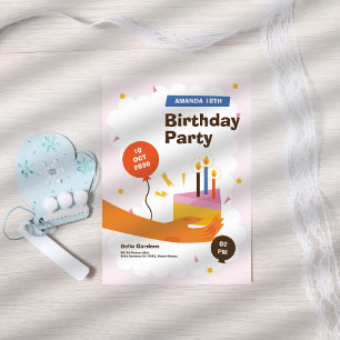 Invitation Cake Pink 18e anniversaire