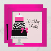 Invitation Cake rose Cupcake fête d'anniversaire (Devant / Derrière)