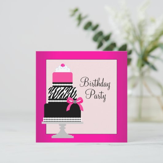 Invitation Cake rose Cupcake fête d'anniversaire (Debout devant)