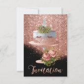 Invitation Cake Unicorn rose or cristaux Parties scintillant  (Devant)