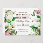 Invitation Cala Lily Mariage d'aquarelle tropicale (Devant / Derrière)