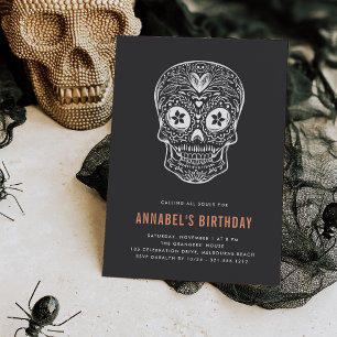Invitation Calavera Crâne Dia de los Muertos fête d'anniversa