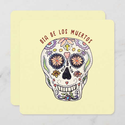 Invitation Calavera Dia De Los Muertos (Devant / Derrière)