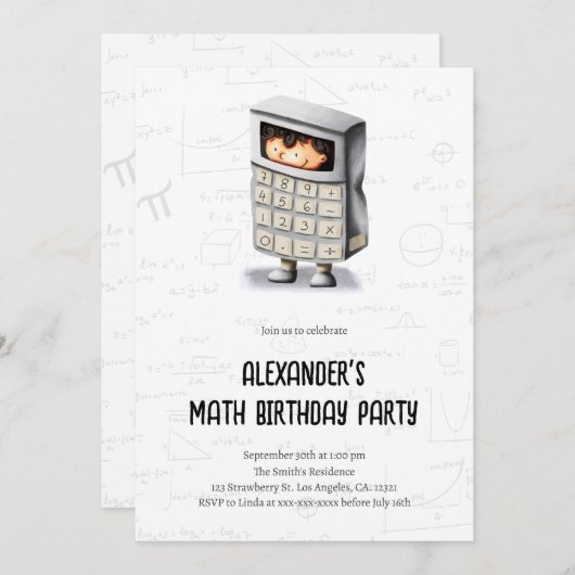Invitation Calculateur de formules mathématiques mignonnes Fê (Devant / Derrière)