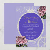 Invitation Calèche de princesse de conte de fées et roses de (Devant / Derrière)