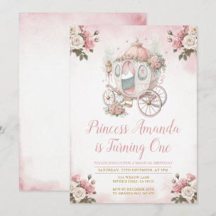 Invitation Calèche de princesse magique pour anniversaire Fêt