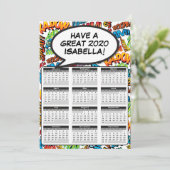 Invitation Calendrier 2020 de bulle de bande dessinée Pop Art (Debout devant)