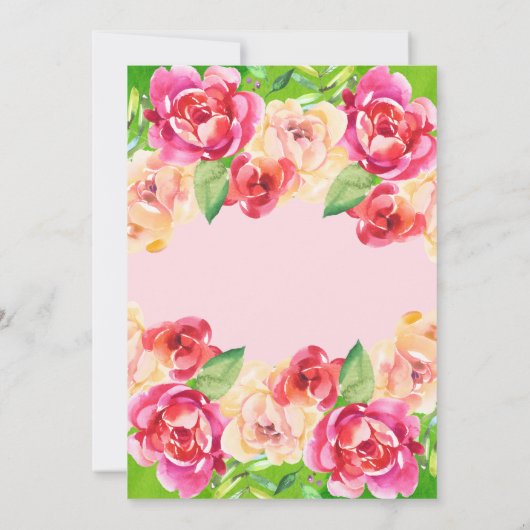 Invitation Calendrier avec des fleurs d'aquarelle peintes (Dos)