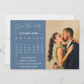 Invitation Calendrier bleu poussiéreux moderne photo enregist (Devant)