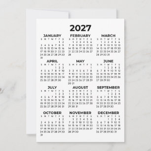Invitation Calendrier complet 2027 simple de base