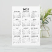 Invitation Calendrier complet 2027 simple de base (Debout devant)
