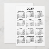 Invitation Calendrier complet 2027 simple de base (Devant / Derrière)