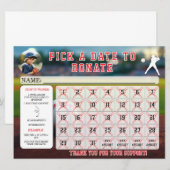 Invitation Calendrier de collecte de fonds de baseball modifi (Devant / Derrière)