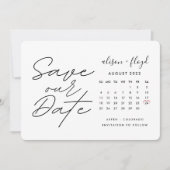 Invitation Calendrier de date d'enregistrement de script blan (Devant)
