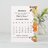 Invitation Calendrier de feuilles de citrouille d'automne dem (Debout devant)