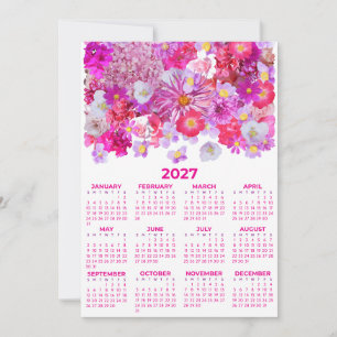Invitation Calendrier de l'année complète 2027 avec des fleur