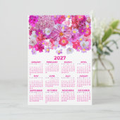 Invitation Calendrier de l'année complète 2027 avec des fleur (Debout devant)