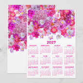 Invitation Calendrier de l'année complète 2027 avec des fleur (Devant / Derrière)