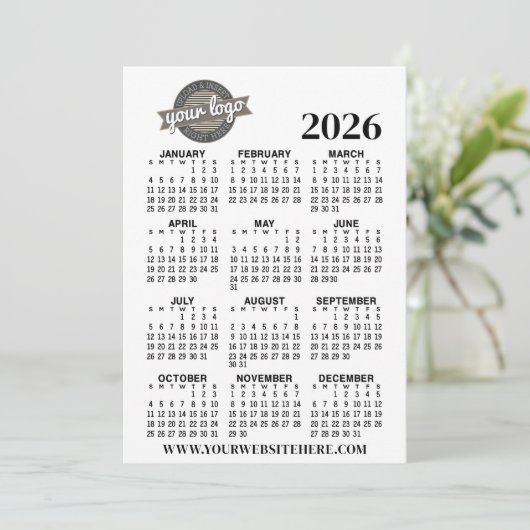 Invitation Calendrier de l'année complète avec logo de l'entr (Debout devant)