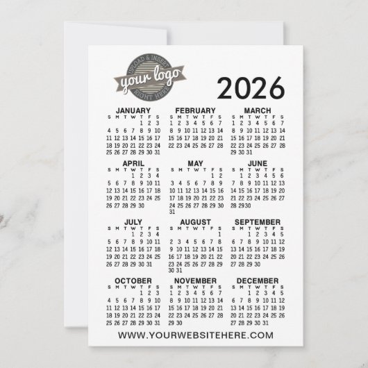 Invitation Calendrier de l'année complète avec logo de l'entr (Devant)