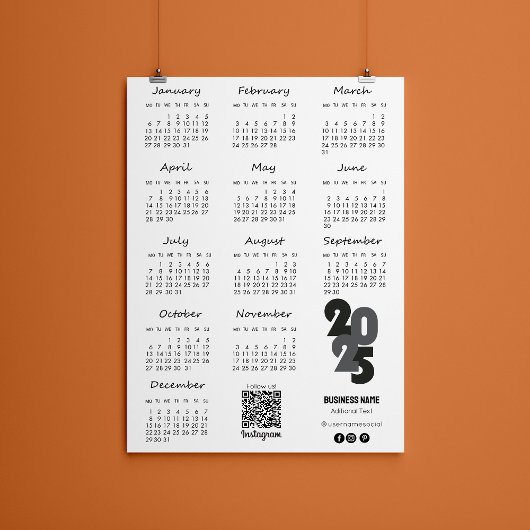 Invitation Calendrier de l'année Kalender Deutsch 2025 Base