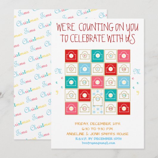 Invitation Calendrier de l'Avent Personnalisé Vintage (Devant / Derrière)