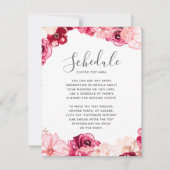 Invitation Calendrier de Mariage à Bordure Florale Rose Fusch (Devant)