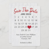 Invitation Calendrier de mariage à date fixe sur bois (Devant / Derrière)