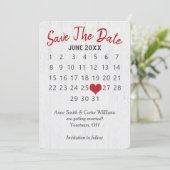 Invitation Calendrier de mariage à date fixe sur bois (Debout devant)