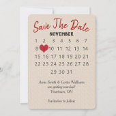 Invitation Calendrier de mariage à date limite sur motif embo (Devant)