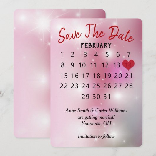 Invitation Calendrier de mariage à la date de sauvegarde sur (Devant / Derrière)