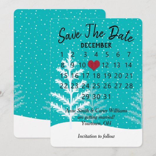 Invitation Calendrier de mariage à l'approche de l'hiver enne (Devant / Derrière)