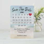 Invitation Calendrier de mariage à plage océanique pour sauve (Debout devant)