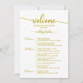 Invitation Calendrier de mariage de week-end Calligraphie dor (Devant)