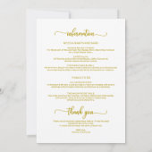 Invitation Calendrier de mariage de week-end Calligraphie dor (Dos)