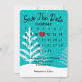 Invitation Calendrier de mariage Hiver Neige Sauvegarder la D (Devant)