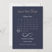Invitation Calendrier de Mariage Infinity Navy Blush Enregist (Devant)