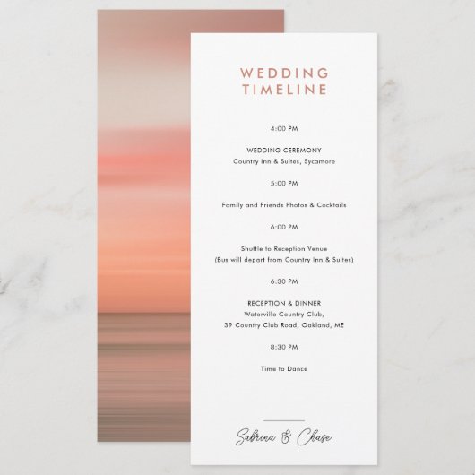 Invitation Calendrier de Mariage Rose Blush (Devant / Derrière)