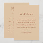 Invitation Calendrier de Mariage Sable Pêche Chaud | Itinérai (Devant / Derrière)