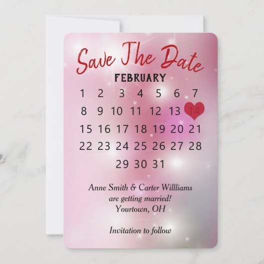 Invitation Calendrier de mariage "Sauver la date" sur Bokeh r (Devant)