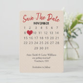 Invitation Calendrier de mariage "Sauver la date" sur motif g (Debout devant)