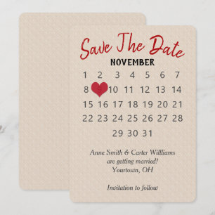 Invitation Calendrier de mariage "Sauver la date" sur motif g