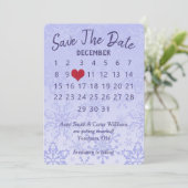 Invitation Calendrier de mariage "Sauvez la date" Flocons de (Debout devant)