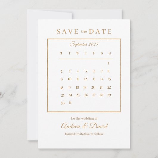 Invitation Calendrier de mariage Save The Date (Devant)