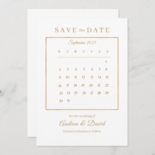 Invitation Calendrier de mariage Save The Date (Devant / Derrière)