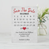 Invitation Calendrier de mariage "Save the Date" Flocons de n (Debout devant)