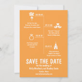 Invitation Calendrier de Relation Orange Mariage Économisez l (Devant)
