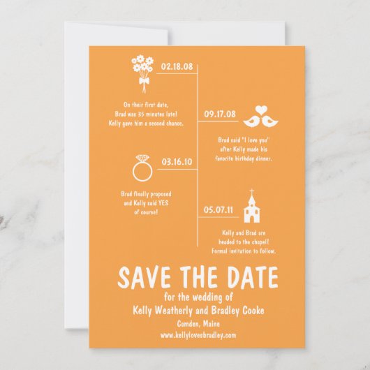 Invitation Calendrier de Relation Orange Mariage Enregistrer  (Devant)