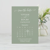 Invitation Calendrier de script moderne Sage vert Enregistrer (Debout devant)